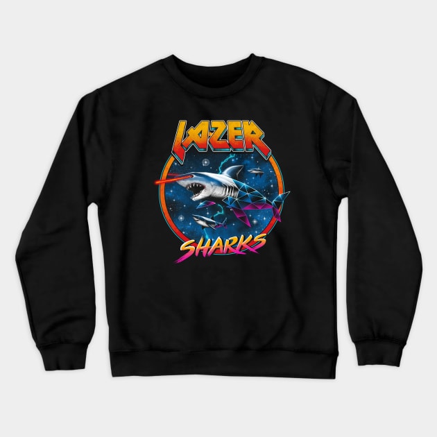 Lazer Sharks Crewneck Sweatshirt by Vincent Trinidad Art